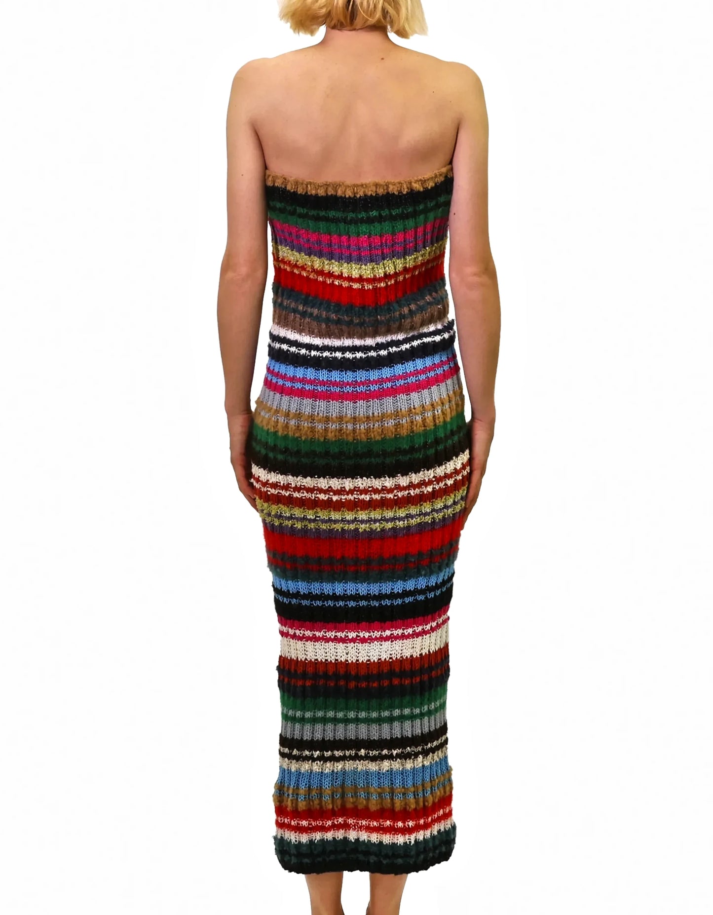 Hana | striped rib knit dress/skirt with buttons and elastic in waist