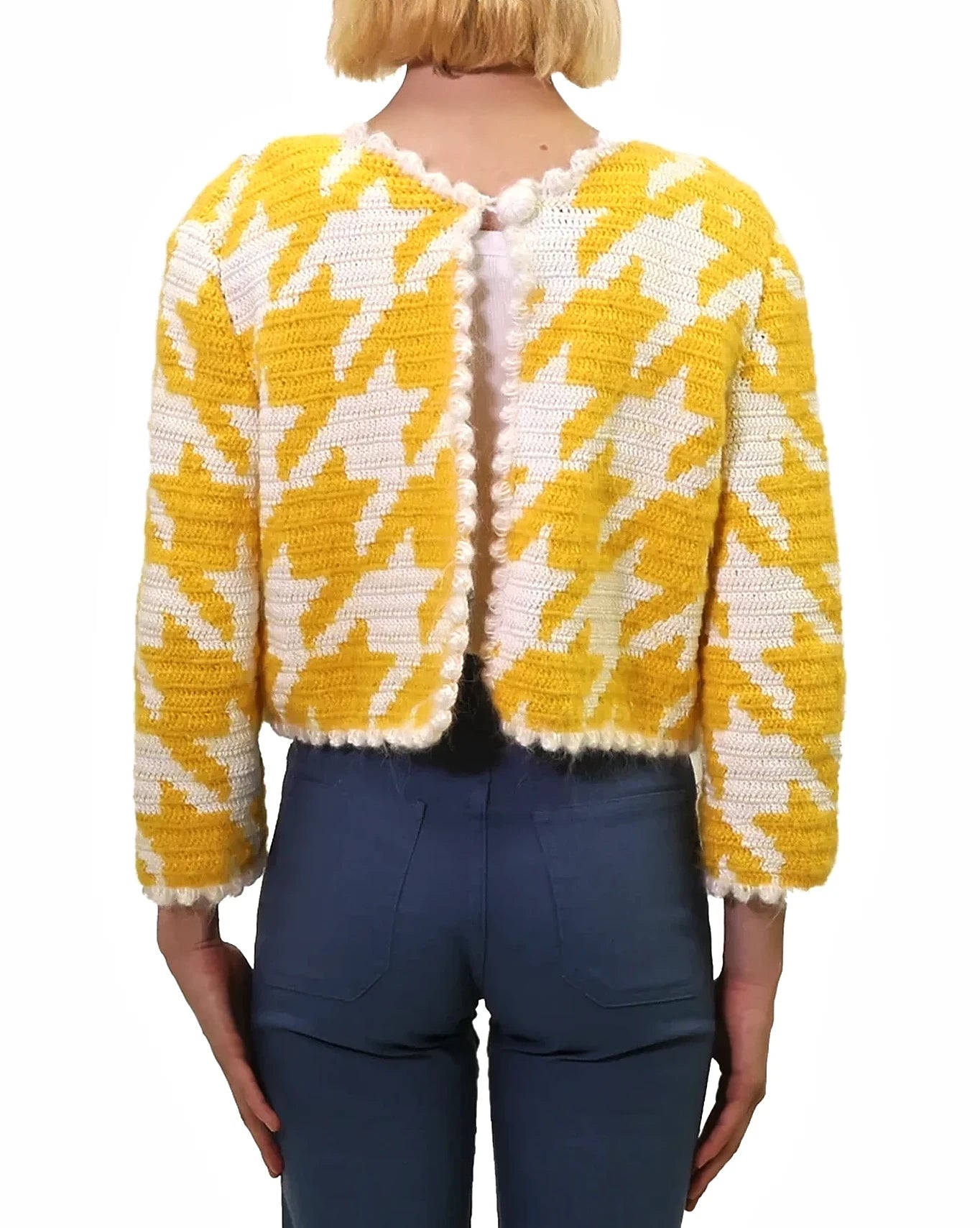 Saranda | pepita crochet cardigan reversible front back with one button