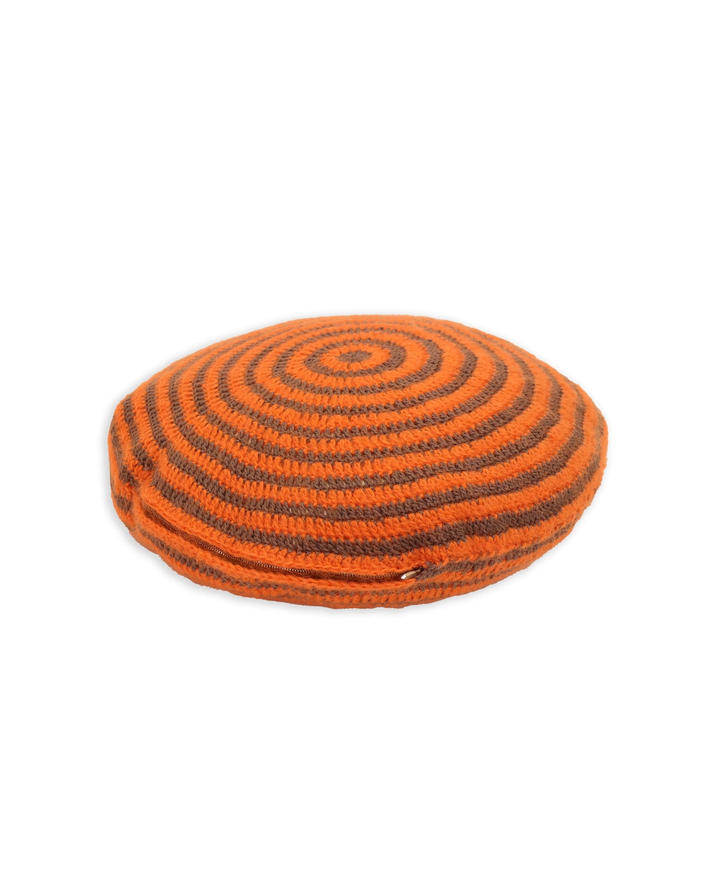 Mal | round bi-color stripe crochet pillow with down inlet
