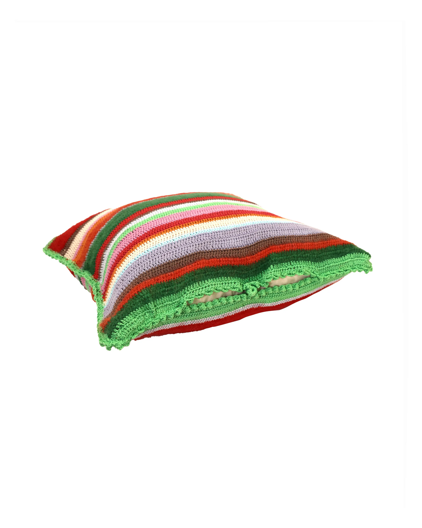 Shpat | stripe crochet pillow with with matching buttons and polyester antibacterial inlet