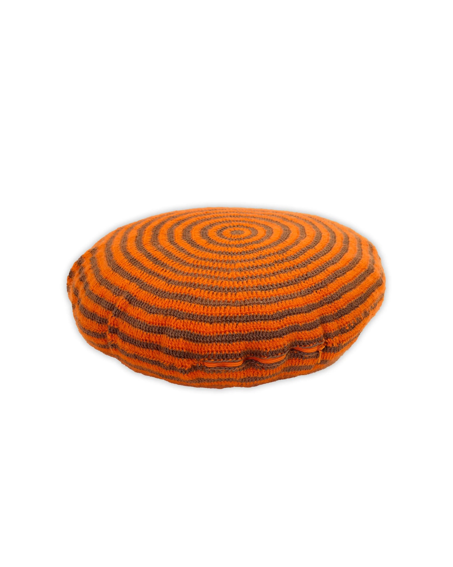 Mal | round bi-color stripe crochet pillow with down inlet