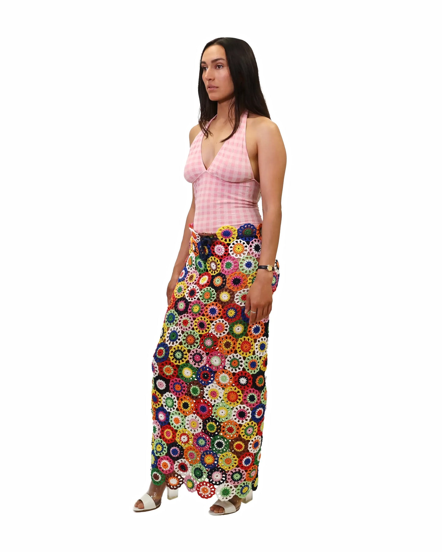 Luljeta | flower crochet doilies skirt/dress with drawstring
