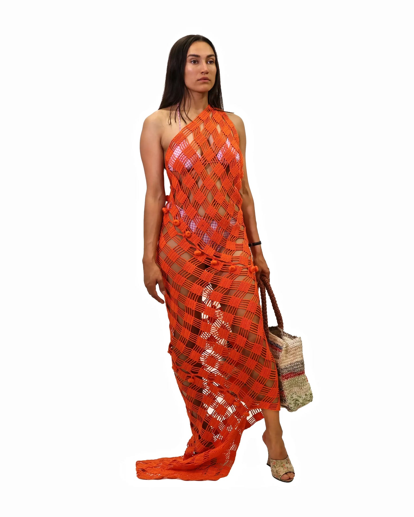 Vilma | modular oblong vichy crochet dress with matching crochet buttons