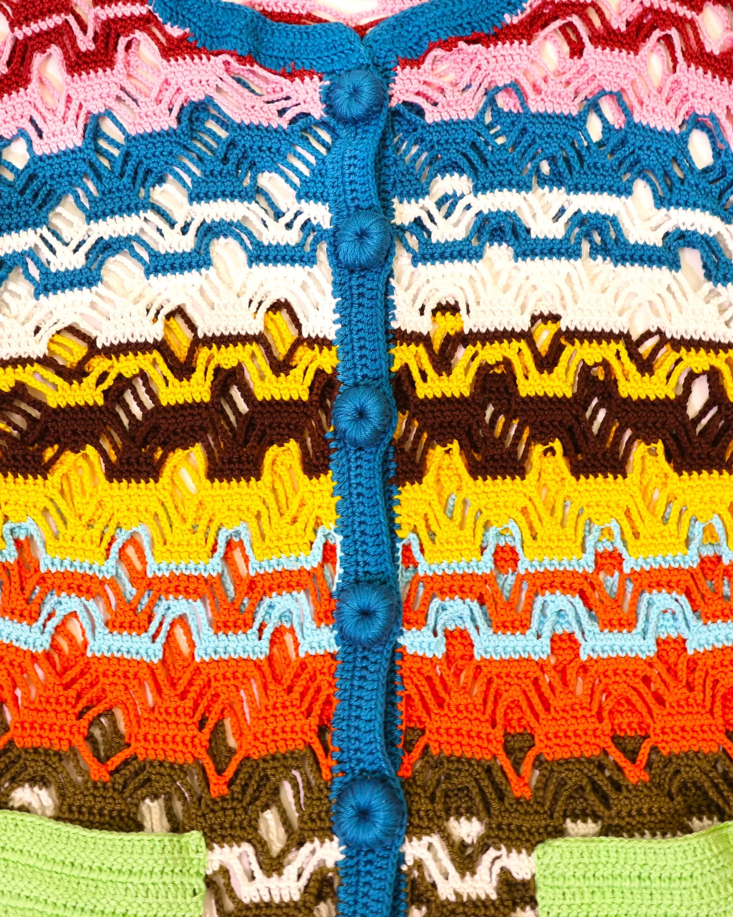 Besa | striped crochet bias vichy cardigan with matching buttons