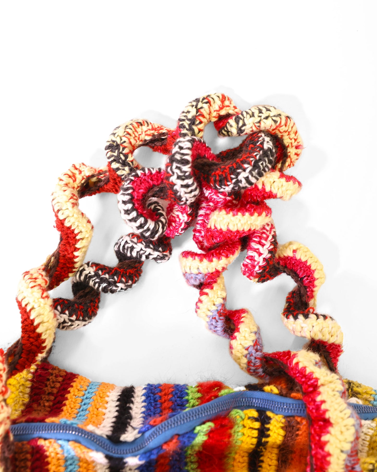 Alba | stripe crochet duffel with zip