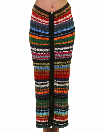 Hana | striped rib knit skirt with zip and elastic waist