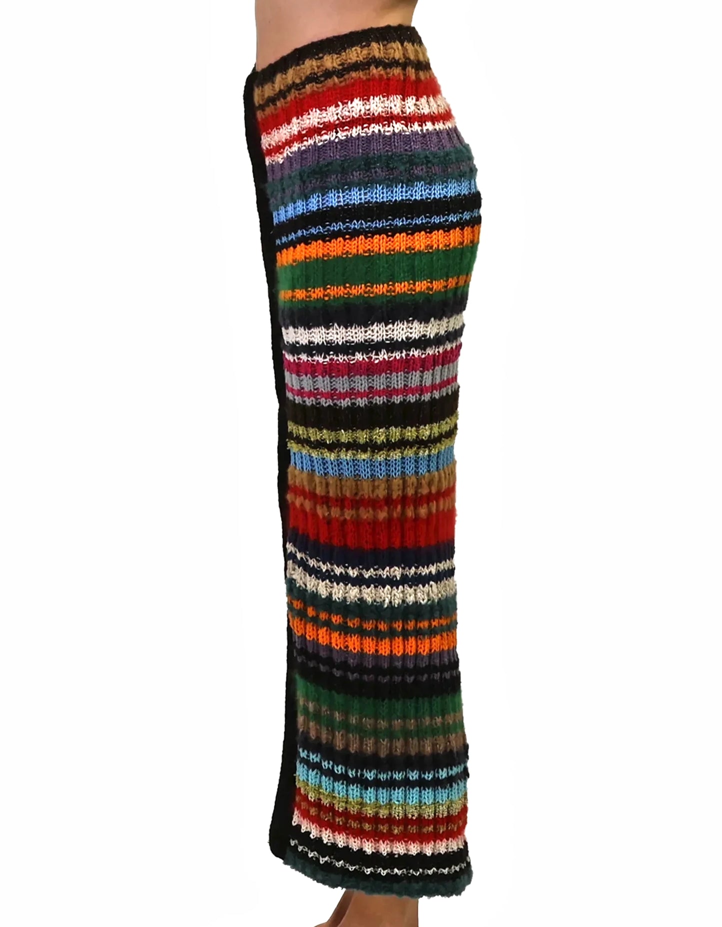 Hana | striped rib knit skirt with zip and elastic waist