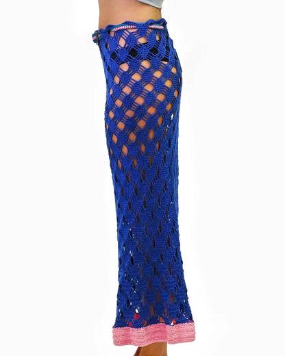 Besa | bias vichy skirt with belt