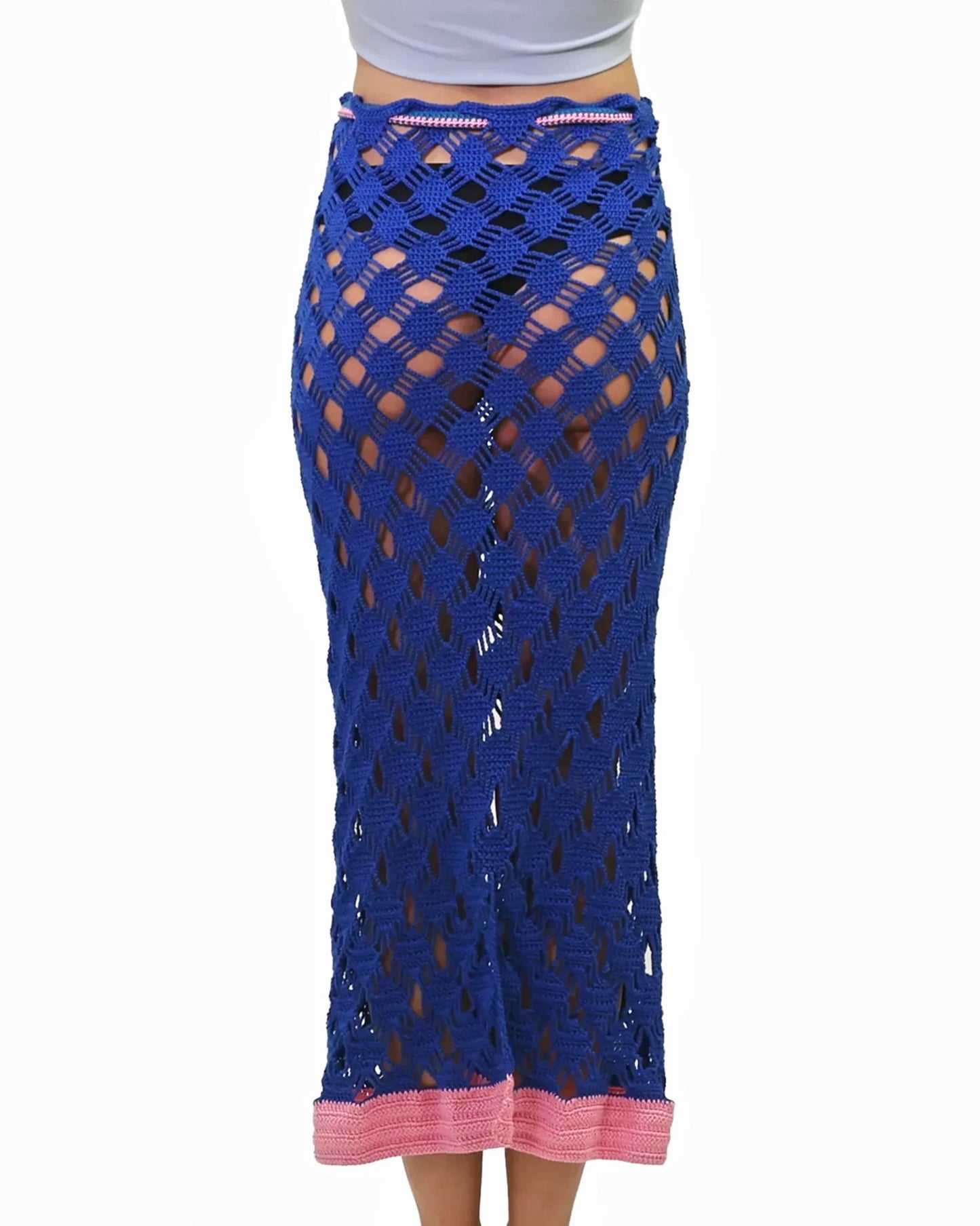 Besa | bias vichy skirt with belt