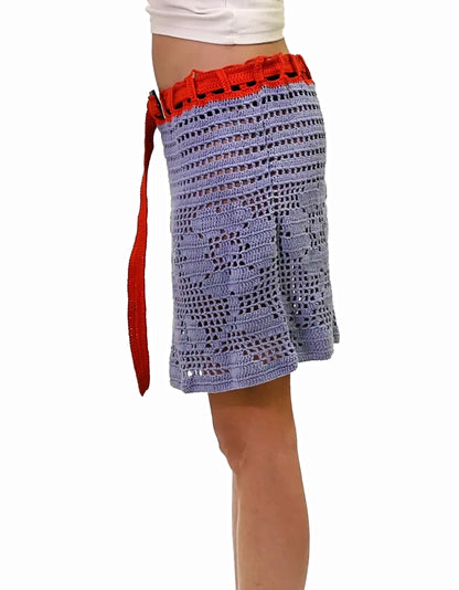 Dardana | flower crochet mini-skirt with belt