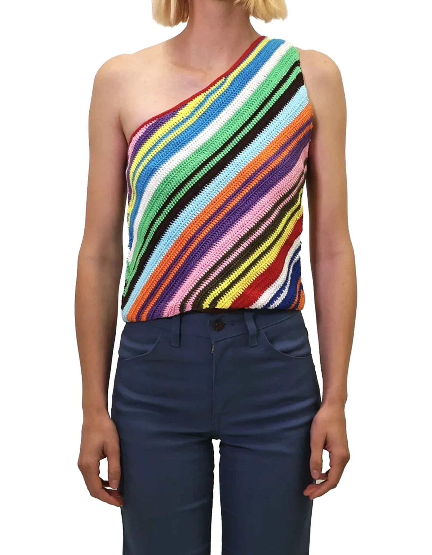 Bleta | asymmetric crochet stripe top