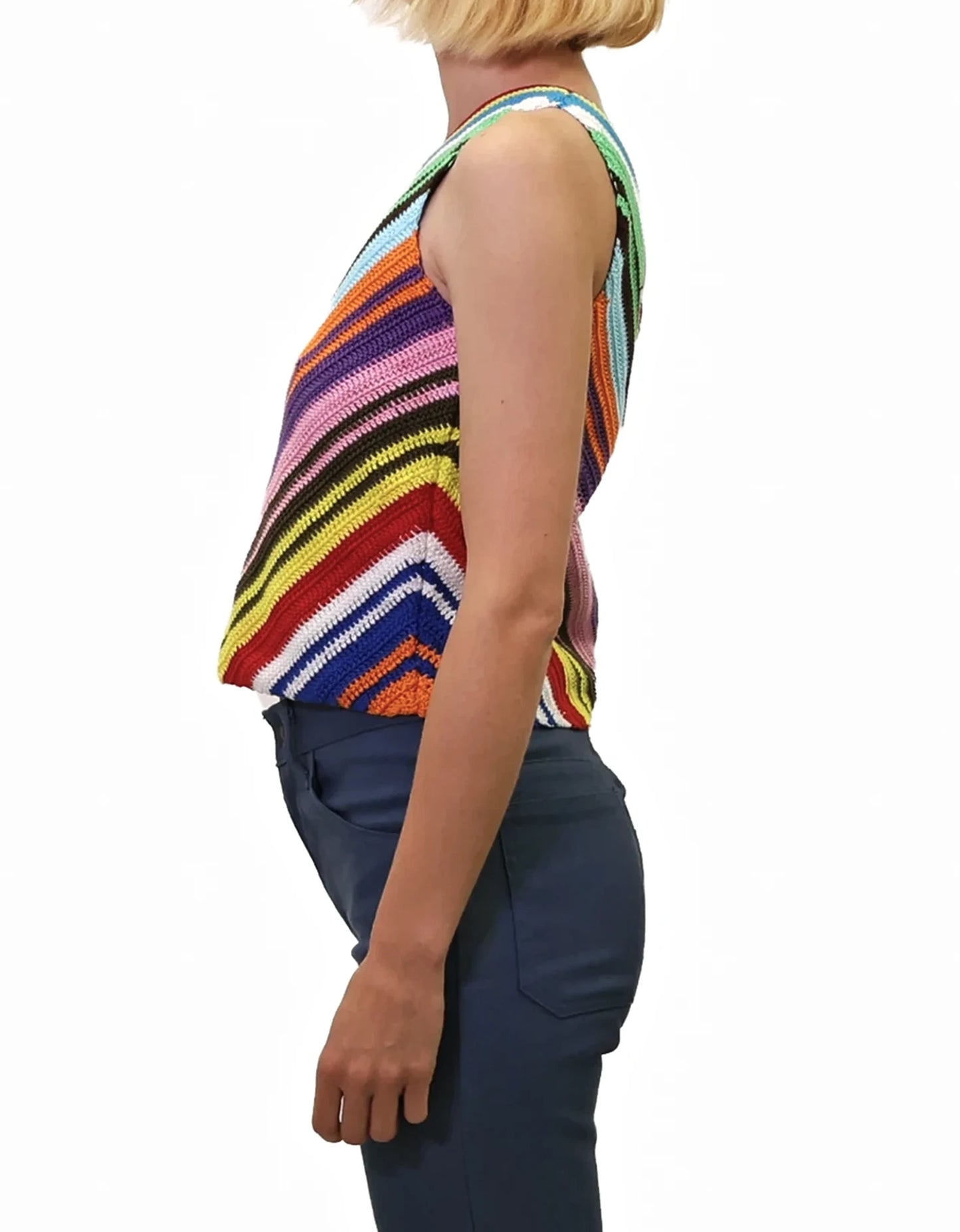 Bleta | asymmetric crochet stripe top