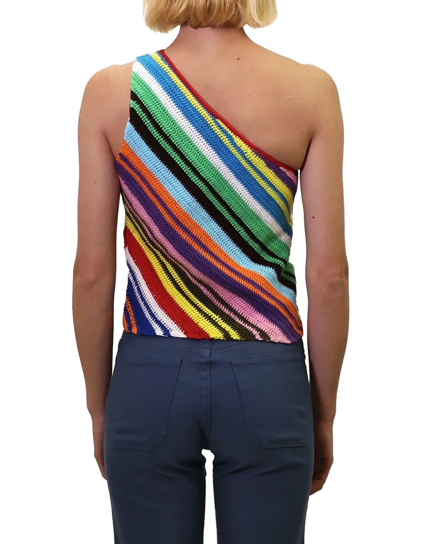 Bleta | asymmetric crochet stripe top