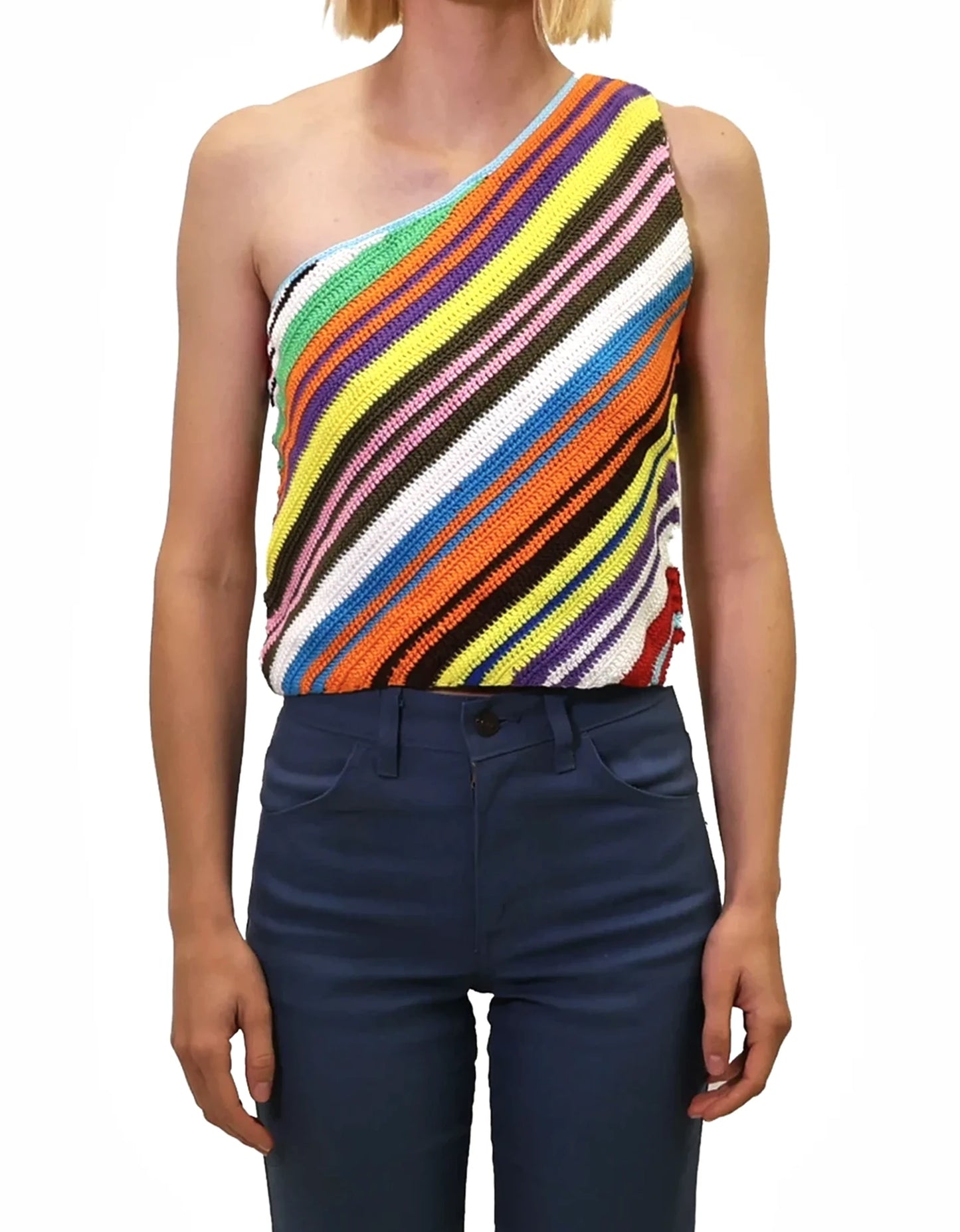 Bleta | asymmetric crochet stripe top