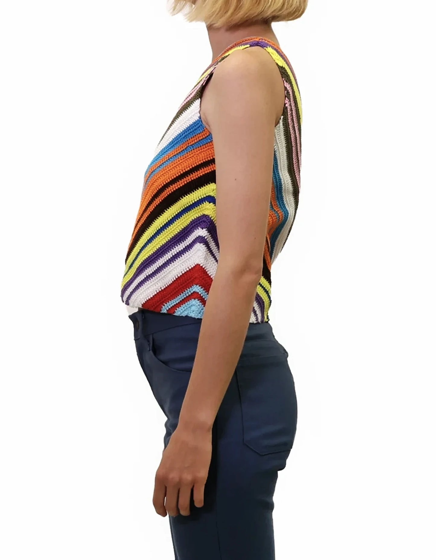 Bleta | asymmetric crochet stripe top