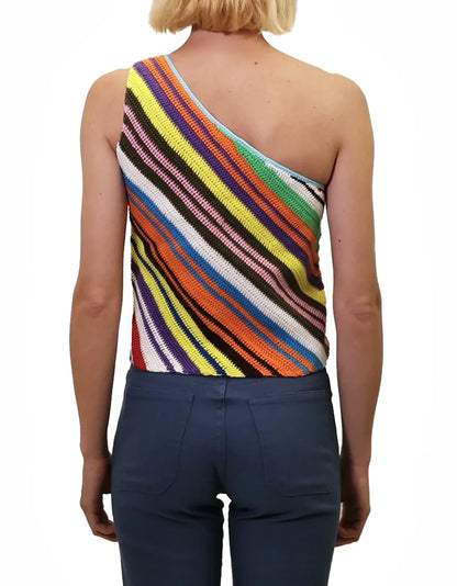 Bleta | asymmetric crochet stripe top