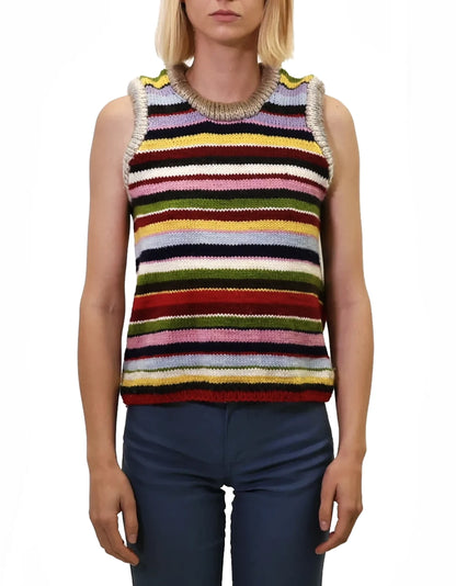 Xhyka | plain stripe knit tank vest