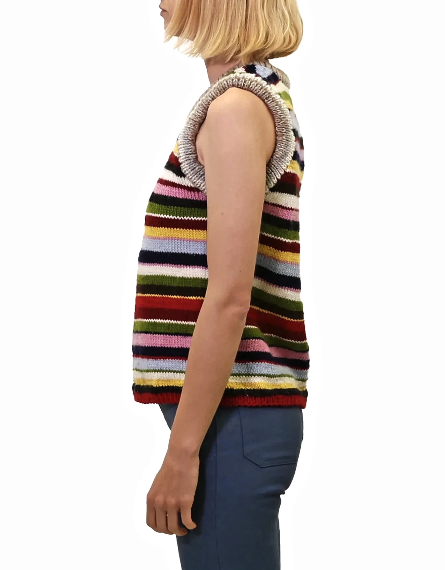 Xhyka | plain stripe knit tank vest