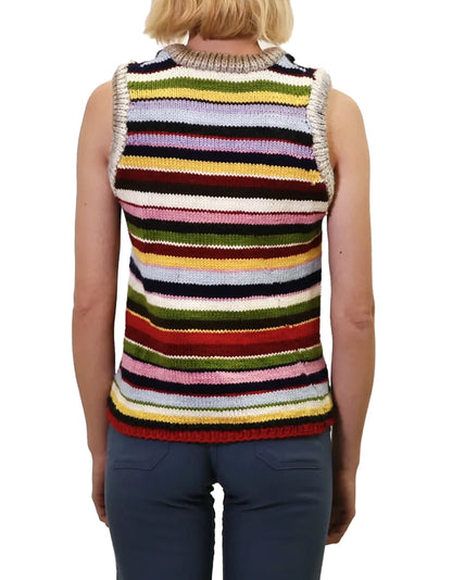 Xhyka | plain stripe knit tank vest