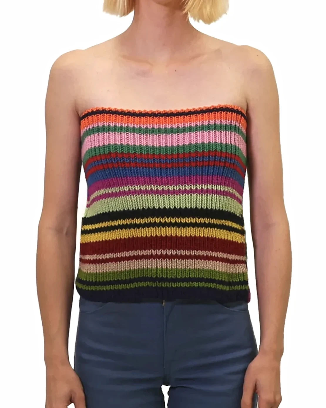 Vesa | stripe rib knit tube top/skirt