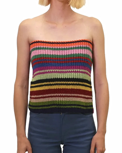 Vesa | stripe rib knit tube top/skirt