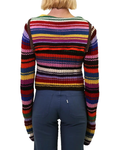 Shqipe | long turtle rib stripe knit cardigan with zip