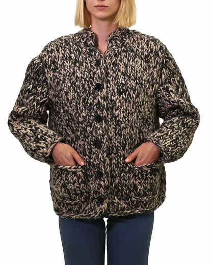 Mimoza | chunky mêlé plain knit with buttons