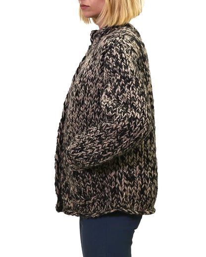 Mimoza | chunky mêlé plain knit with buttons