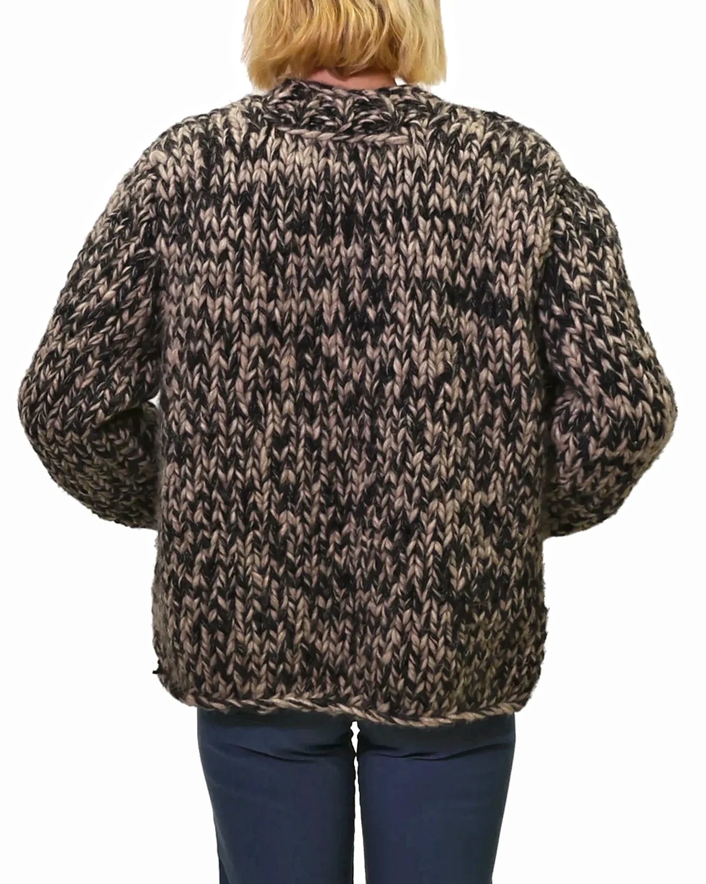 Mimoza | chunky mêlé plain knit with buttons