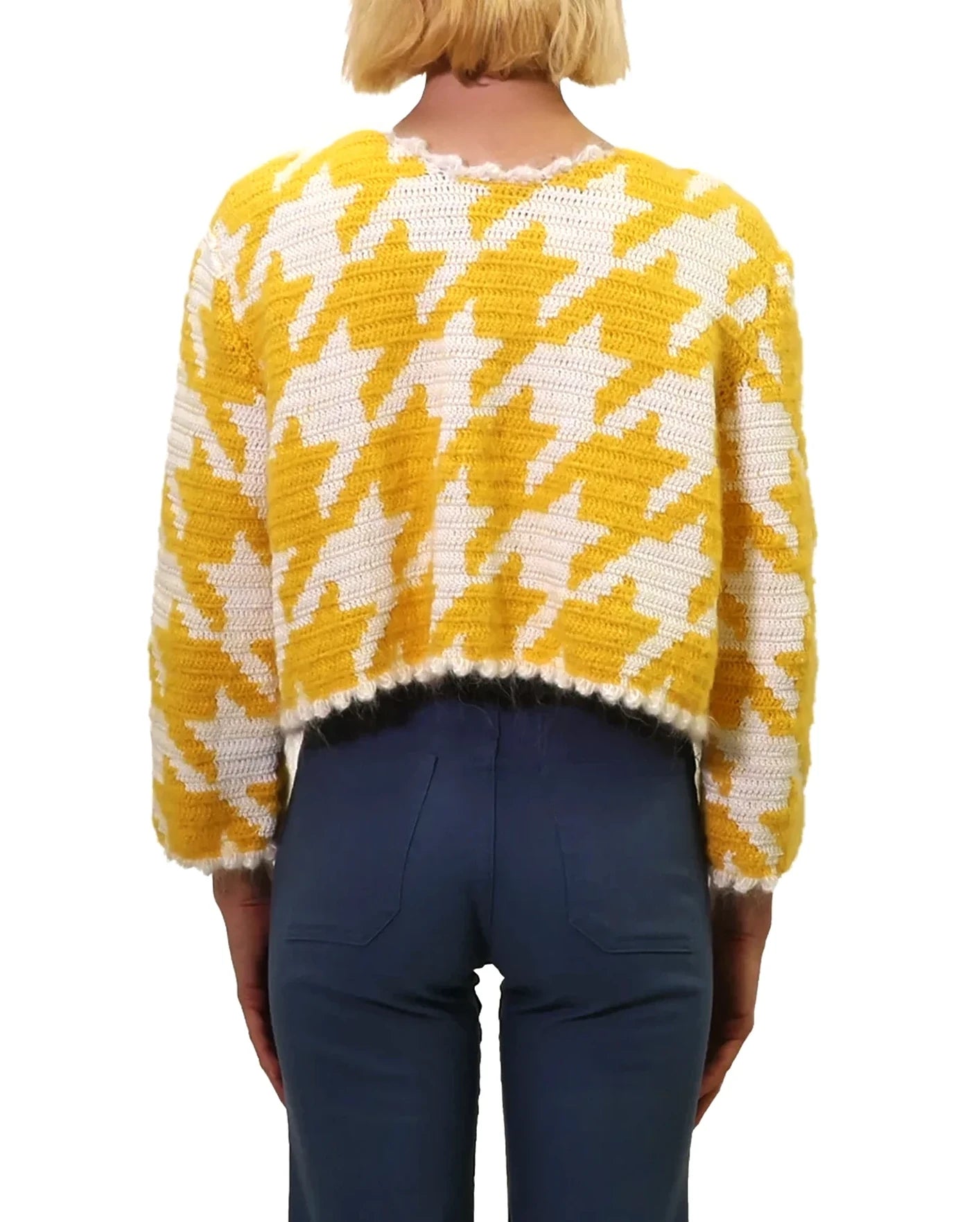 Saranda | pepita crochet cardigan reversible front back with one button