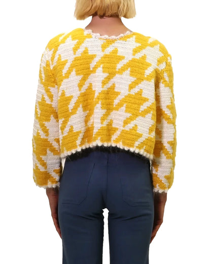 Saranda | pepita crochet cardigan reversible front back with one button