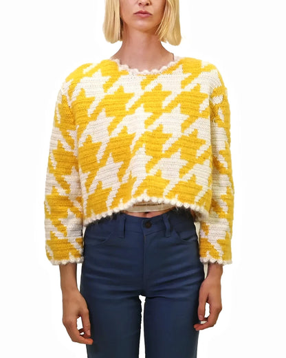 Saranda | pepita crochet cardigan reversible front back with one button