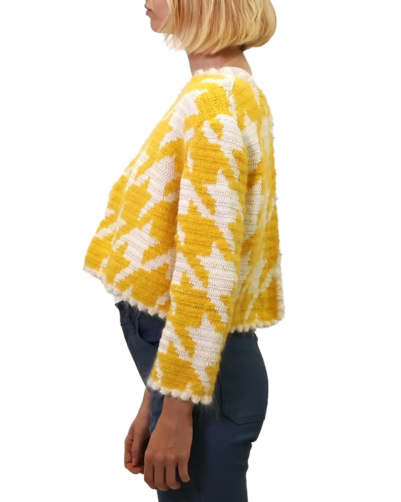 Saranda | pepita crochet cardigan reversible front back with one button