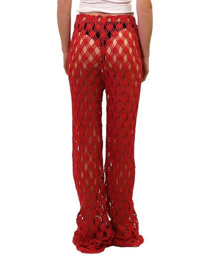 Besa | bias vichy crochet trousers with drawstring