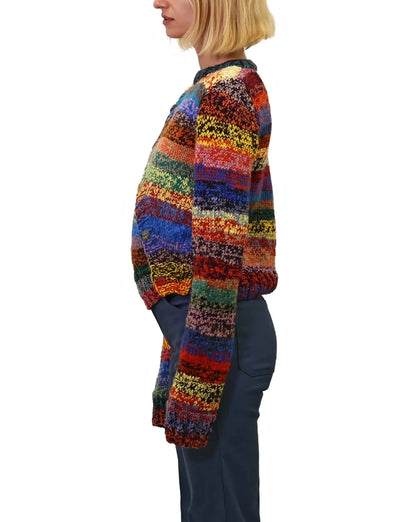 Agnesa | diagonal plain knit cardigan with various buttons