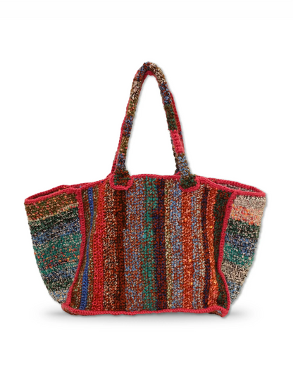 Dhurata | stripe crochet shopper with contrast seams