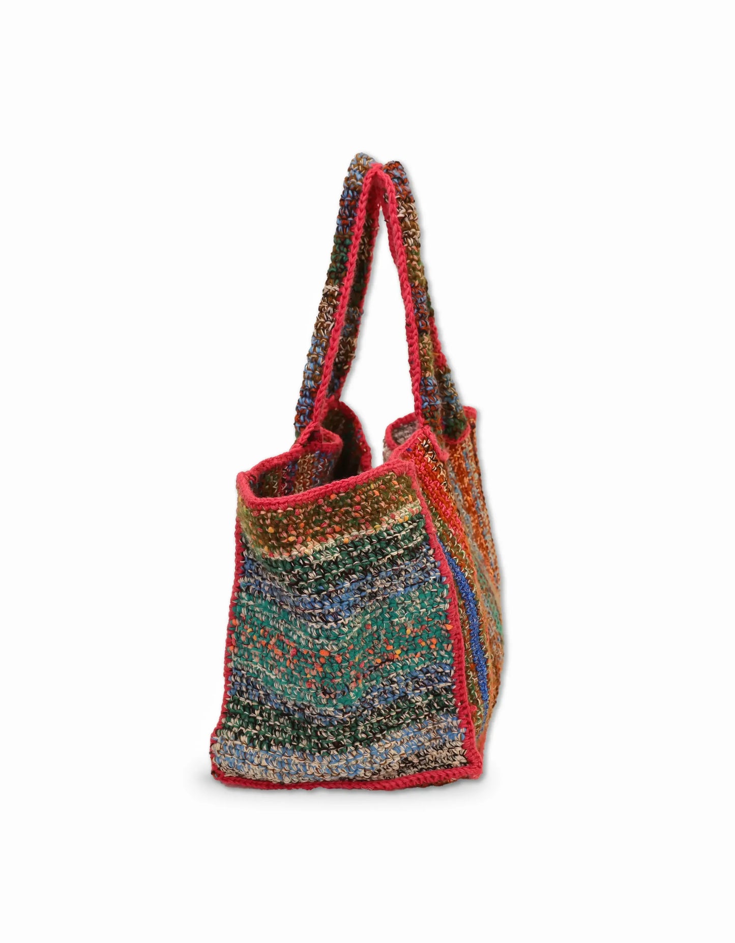 Dhurata | stripe crochet shopper with contrast seams