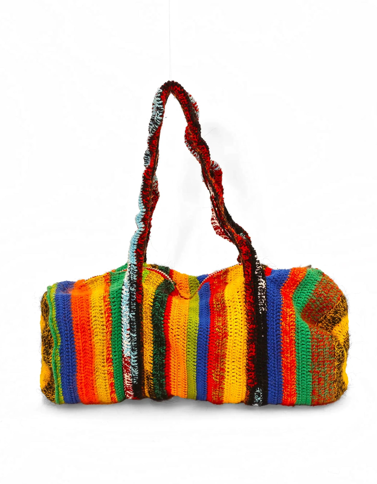 Alba | stripe crochet duffel with zip