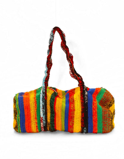 Alba | stripe crochet duffel with zip