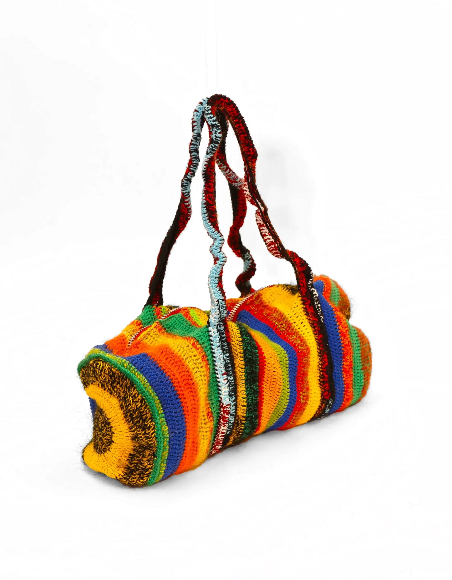 Alba | stripe crochet duffel with zip