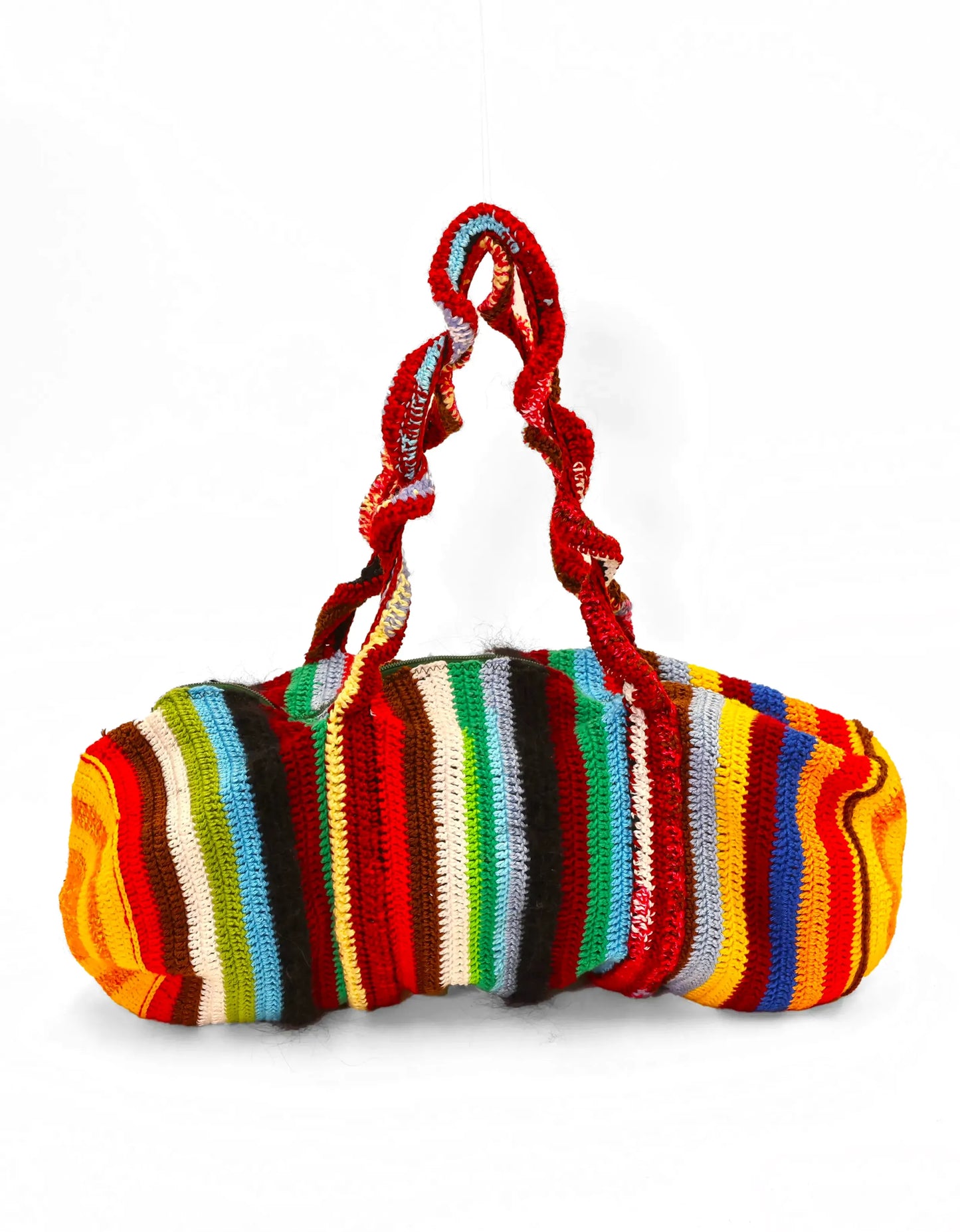 Alba | stripe crochet duffel with zip