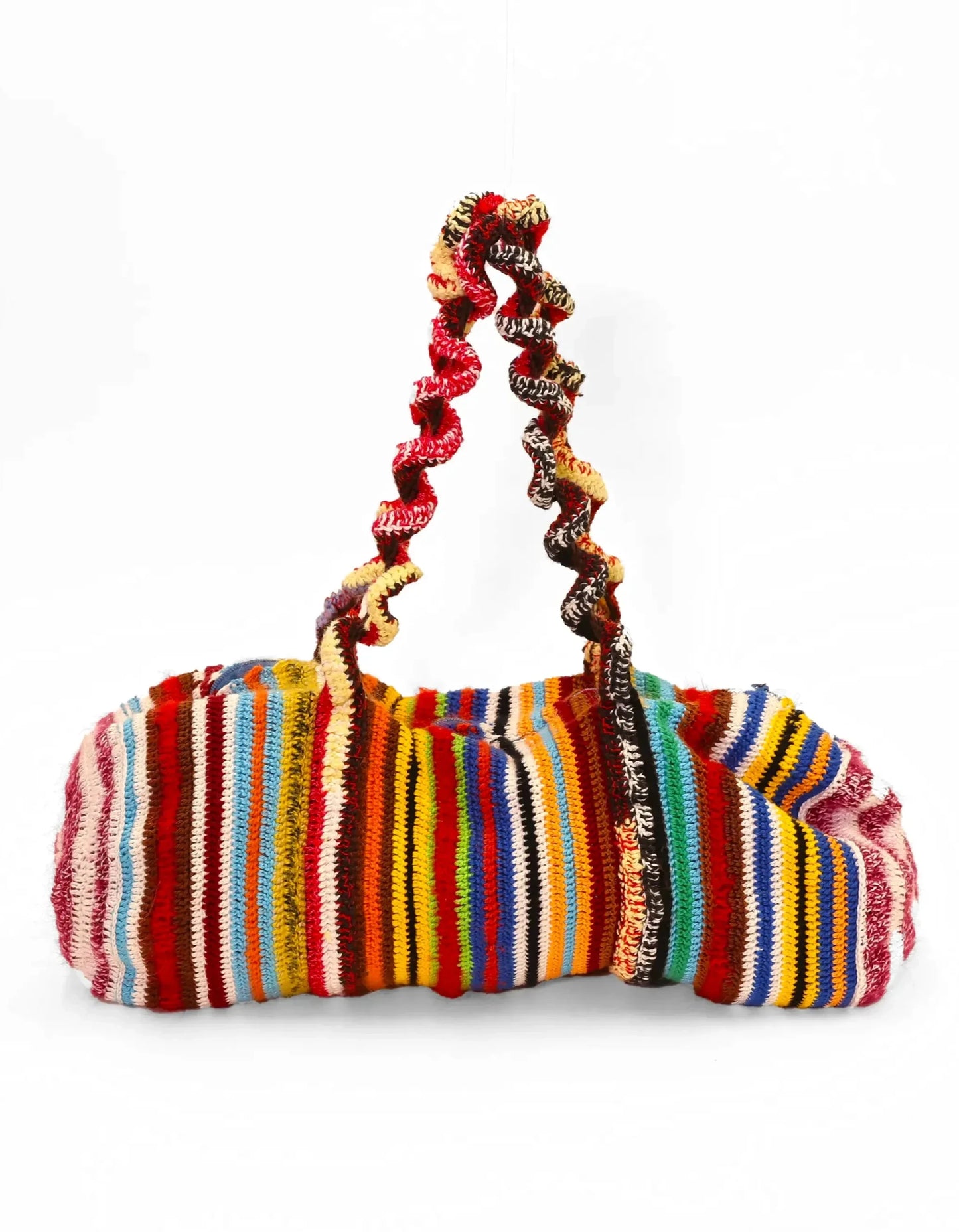 Alba | stripe crochet duffel with zip