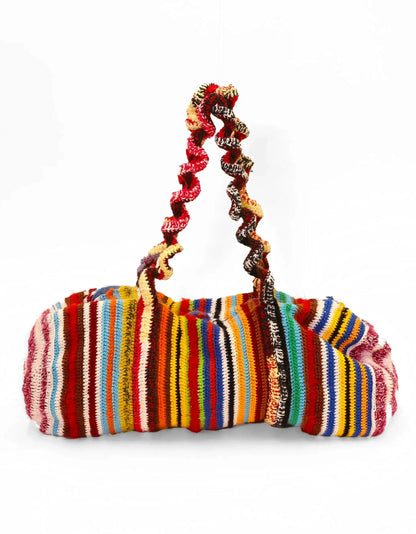 Alba | stripe crochet duffel with zip