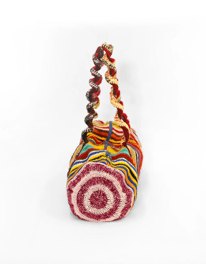 Alba | stripe crochet duffel with zip