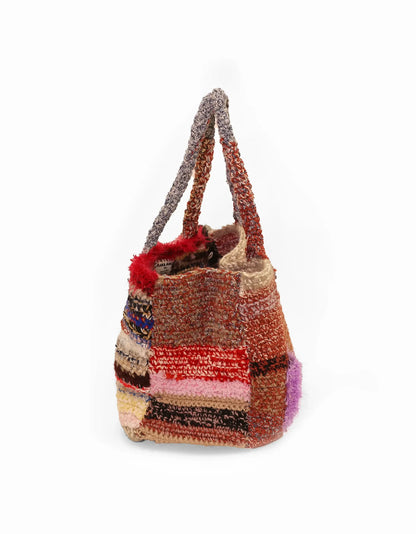 Fitore | stripe crochet cabat with fluffy purple pocket