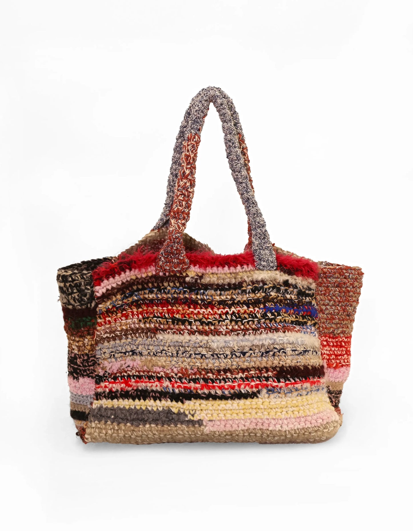 Fitore | stripe crochet cabat with fluffy purple pocket