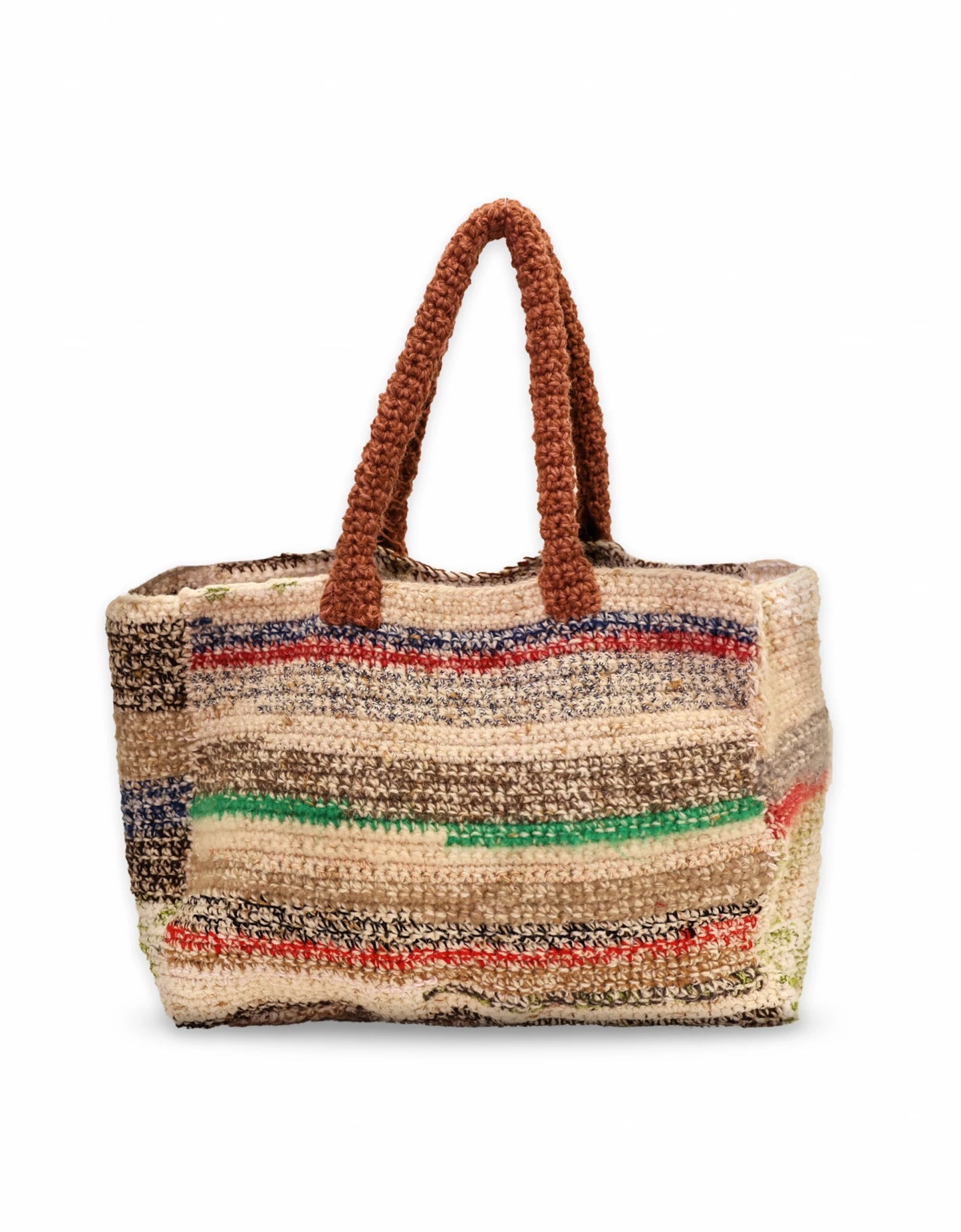 Fitore | stripe crochet cabat with fluffy white pocket