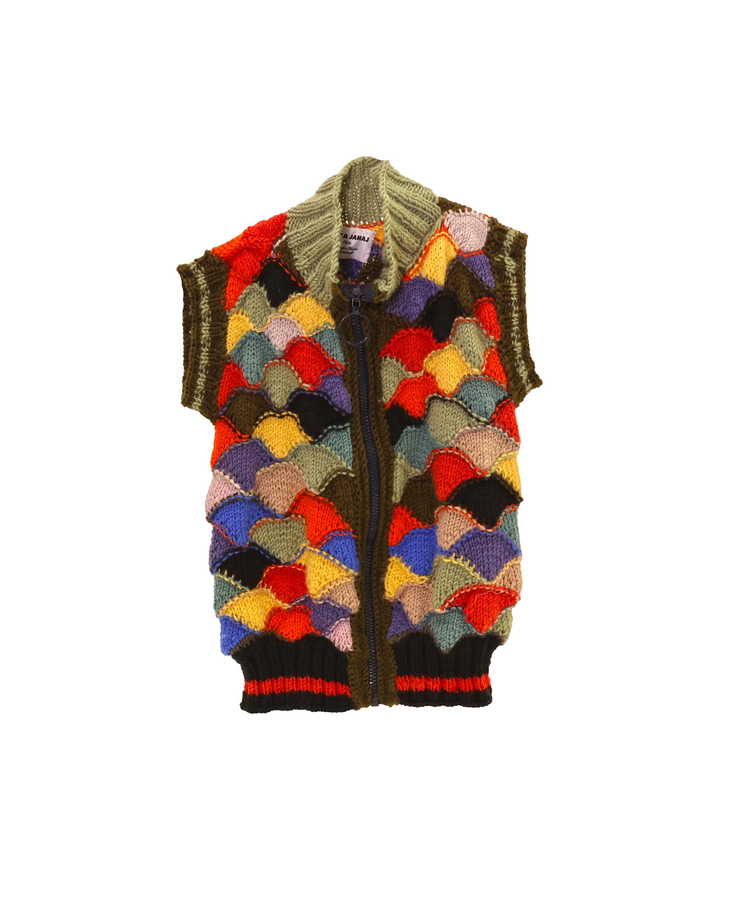 Syni | scale knit cardigan vest with zip