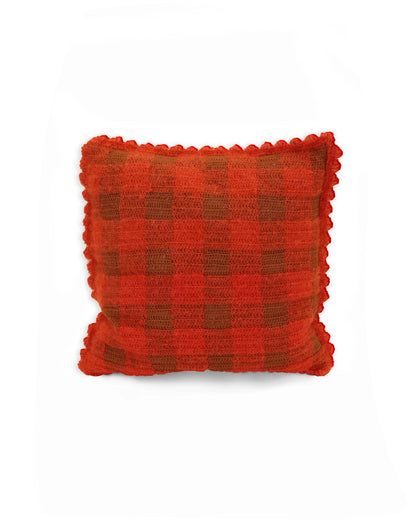 Rrok | vichy crochet pillow with matching buttons and down inlet