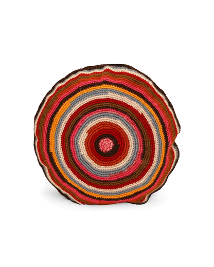 Ylber | round stripe crochet pillow with zip and down inlet